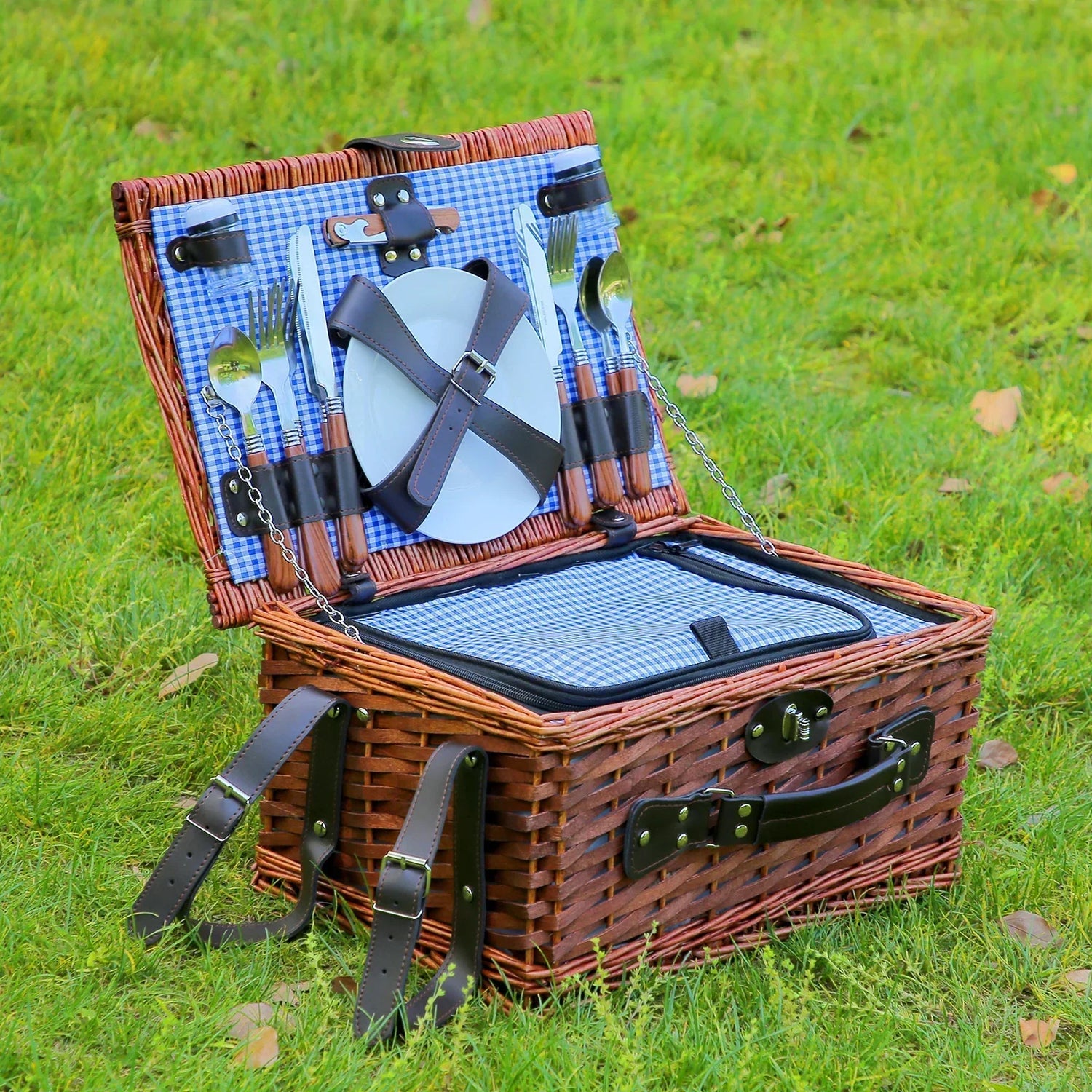 Handmade Wicker Picnic Basket With Blanket (4 Sets)-2