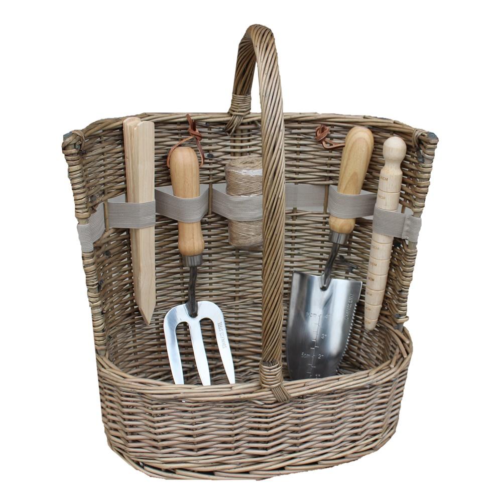 Antique Wash Garden Basket with Tools-1