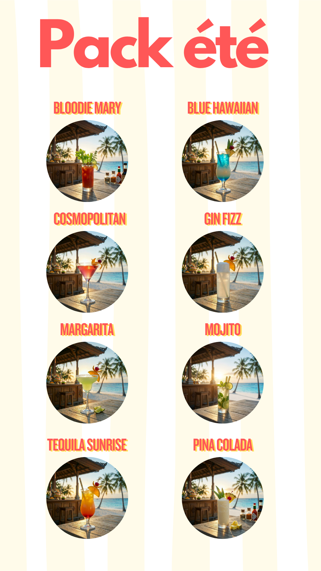 Pack Vignettes Instagram Été Cocktails | 8 visuels prêts à publier | Téléchargement immédiat