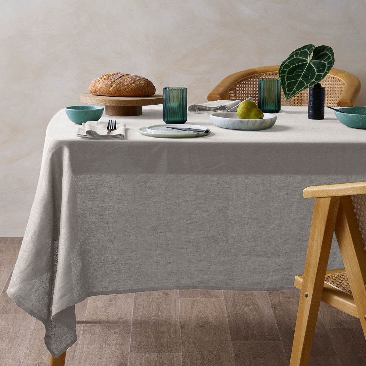 NNEDSZ Vintage Design Homewares Natural French Linen Tablecloth 150cm x 230cm-0