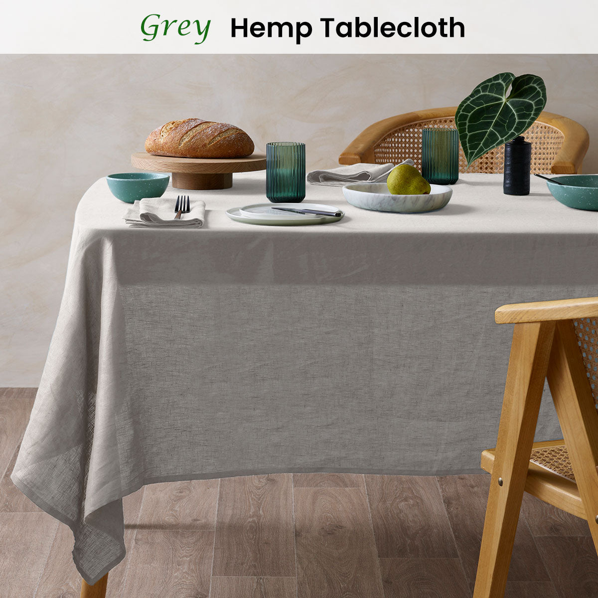 NNEDSZ Vintage Design Homewares Natural French Linen Tablecloth 150cm x 230cm-1